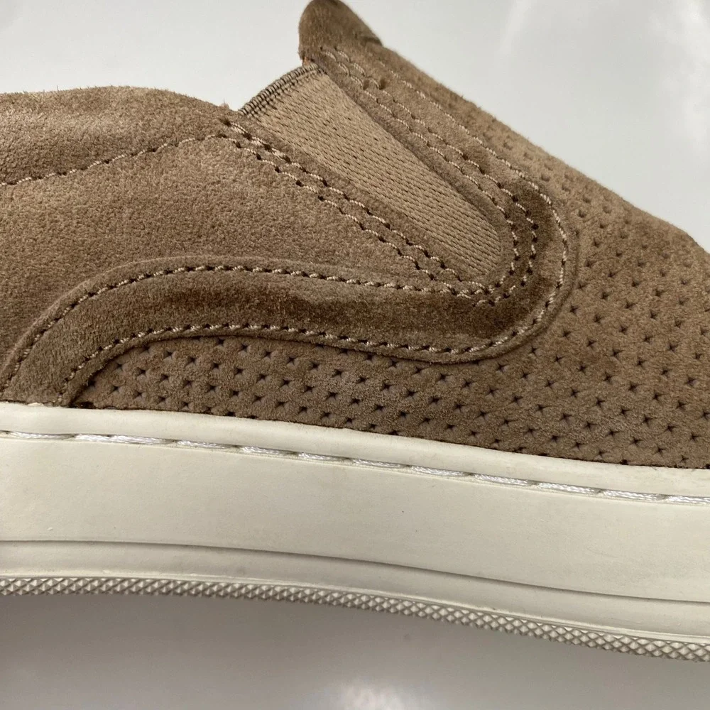 Vince Mens Ace Suede Perforated‎ Slip On Sneakers Tan Size 8 US/41 EU